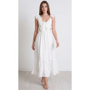 Petal & Pup White Floral Appliqué Maxi Dress Size Large NWT Bridal Shower Event